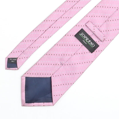 Soprano Mens Pink Striped Polyester Pointed Tie One Size