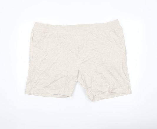 Autograph Mens Beige Cotton Sweat Shorts Size 3XL L8 in Regular Drawstring