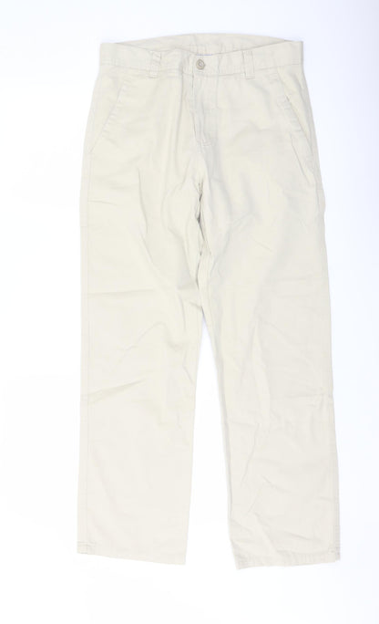 Denim & Co. Mens Beige Cotton Straight Jeans Size 30 in L30 in Regular Button