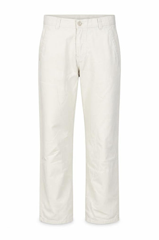 Front view of Denim & Co. men’s beige cotton straight jeans, size 30, in, 30-inch leg regular button