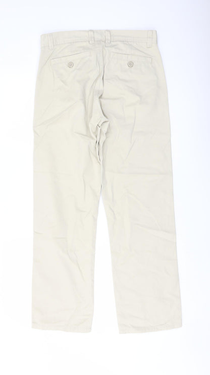 Denim & Co. Mens Beige Cotton Straight Jeans Size 30 in L30 in Regular Button