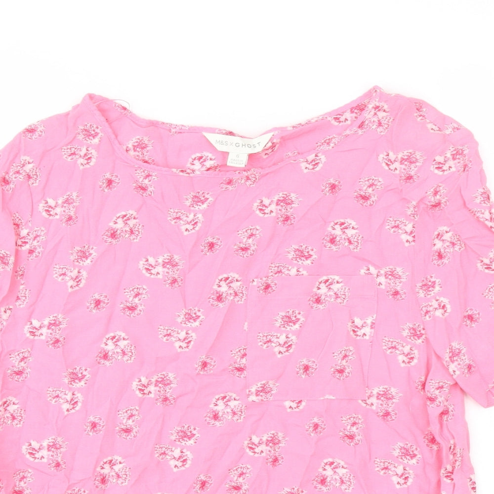 Womens UK Size 6 Marks and Spencer Pink Basic Blouse