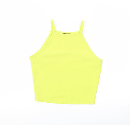 New Look Womens Green Polyester Basic Tank Size 10 Square Neck