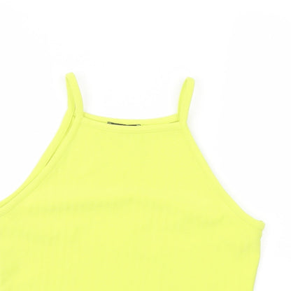 New Look Womens Green Polyester Basic Tank Size 10 Square Neck