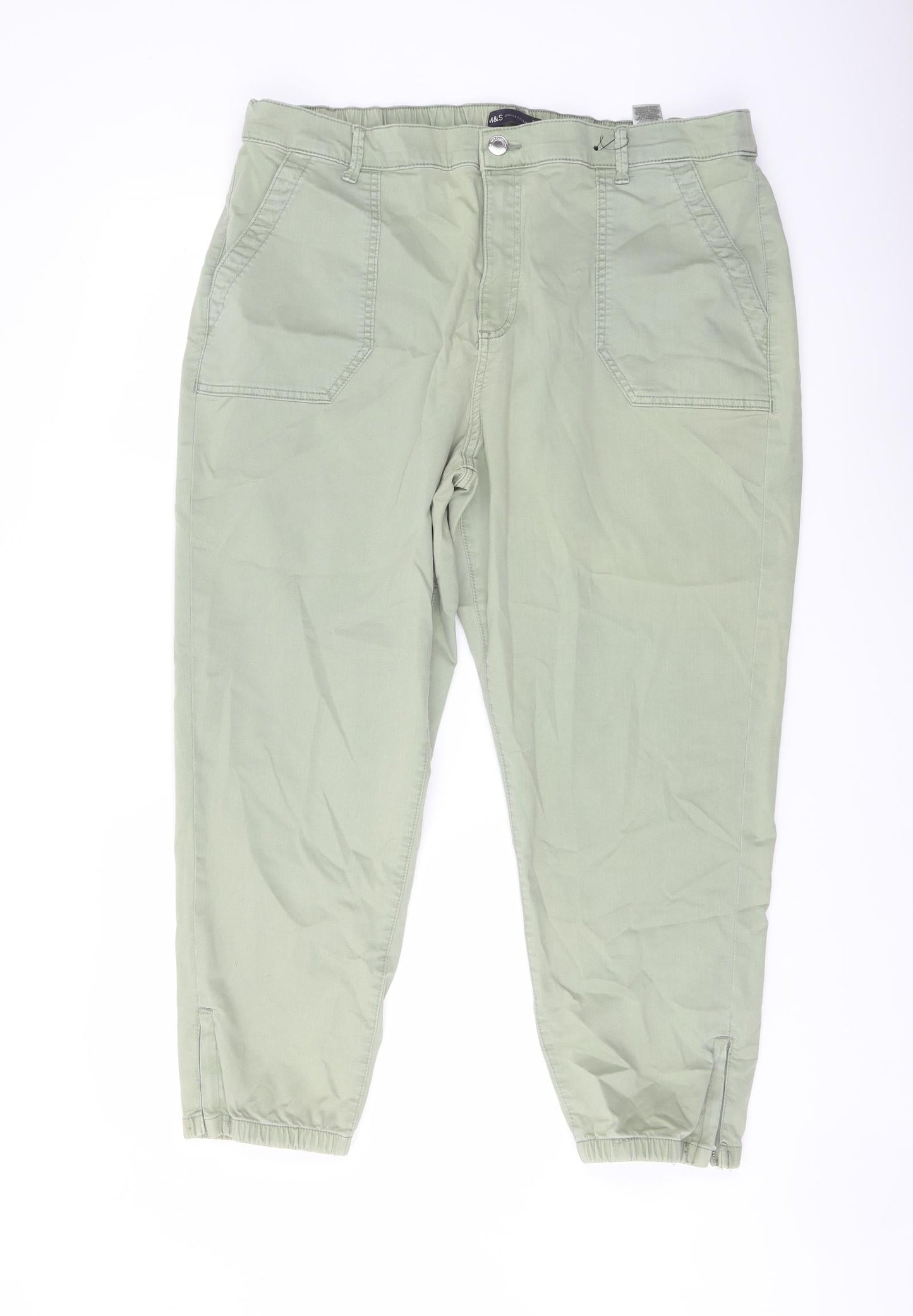 Womens UK Size 20 Marks and Spencer Regular Fit Jogger Green Trousers