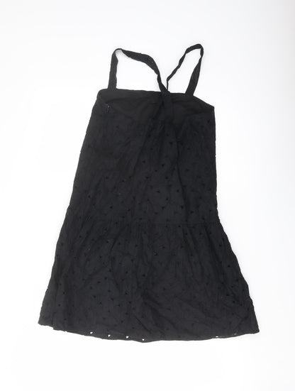 Uniqlo Womens Black Cotton Mini Size S Square Neck Zip