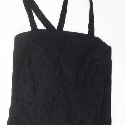 Uniqlo Womens Black Cotton Mini Size S Square Neck Zip