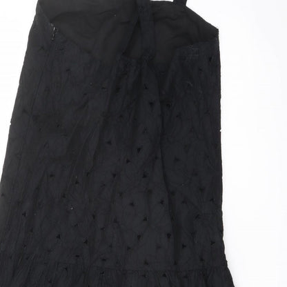 Uniqlo Womens Black Cotton Mini Size S Square Neck Zip