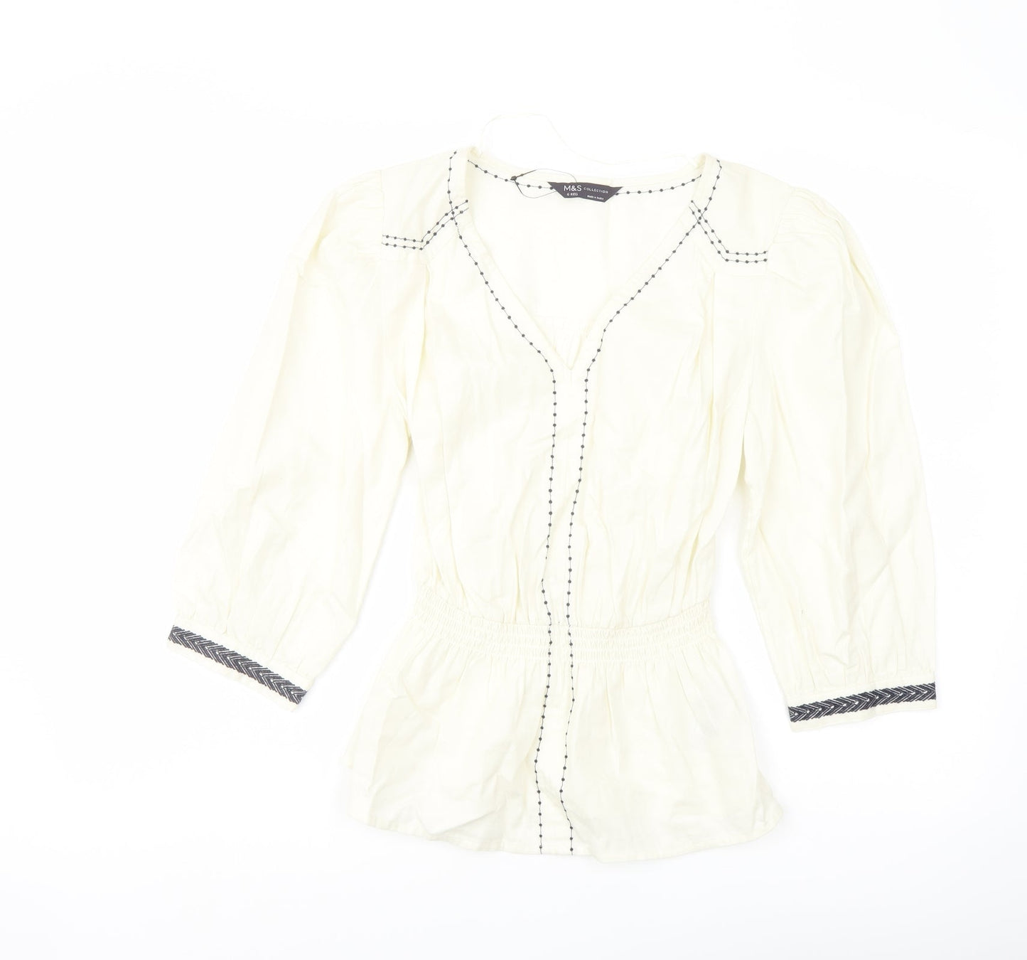 Womens UK Size 6 Marks and Spencer Ivory Basic Blouse
