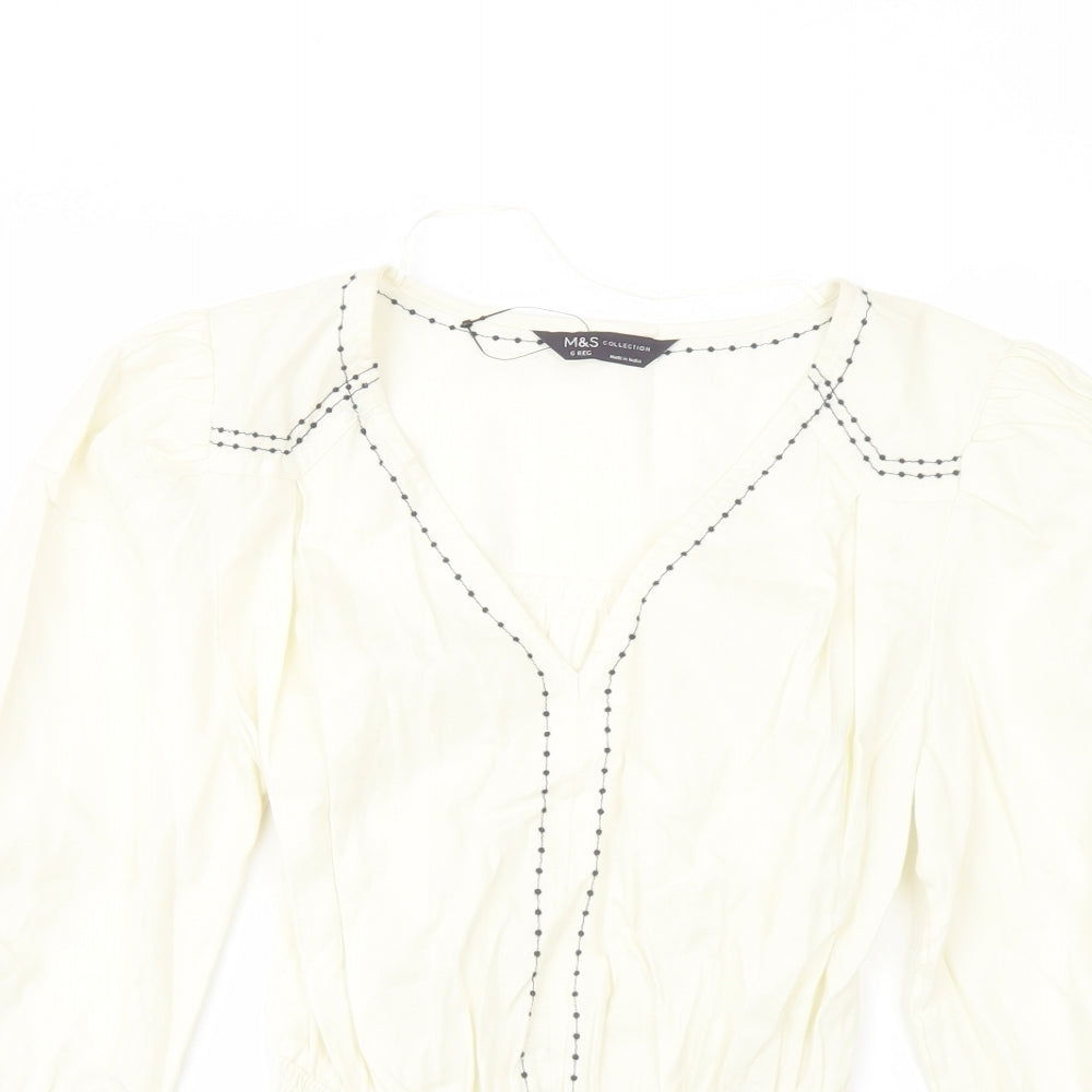 Womens UK Size 6 Marks and Spencer Ivory Basic Blouse