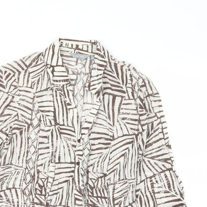 Womens UK Size 10 Per Una Beige Basic Button-Up