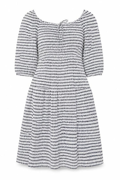 Marks and Spencer Womens Blue Geometric Viscose A-Line Size 8 Square Neck Pullover