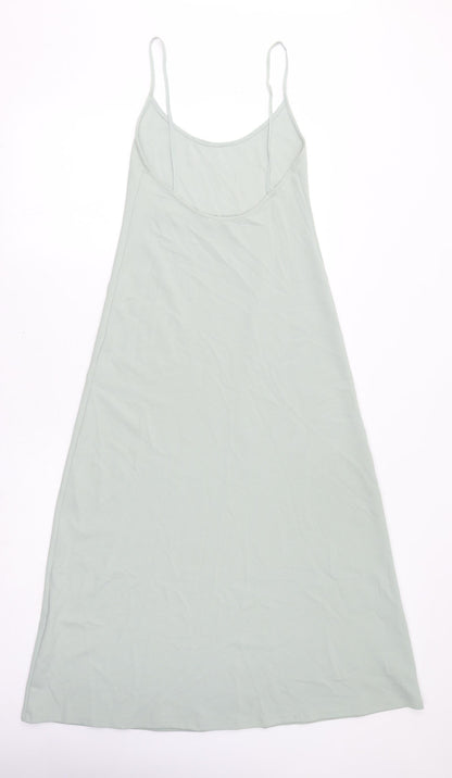 Zara Womens Green Polyester A-Line Size XS Round Neck Pullover