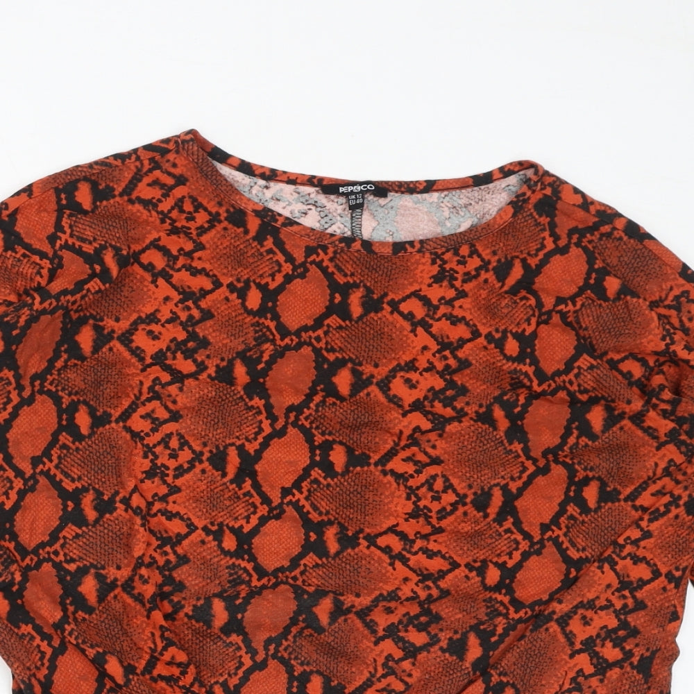 Womens UK Size 12 PEP&CO Orange Basic T-Shirt
