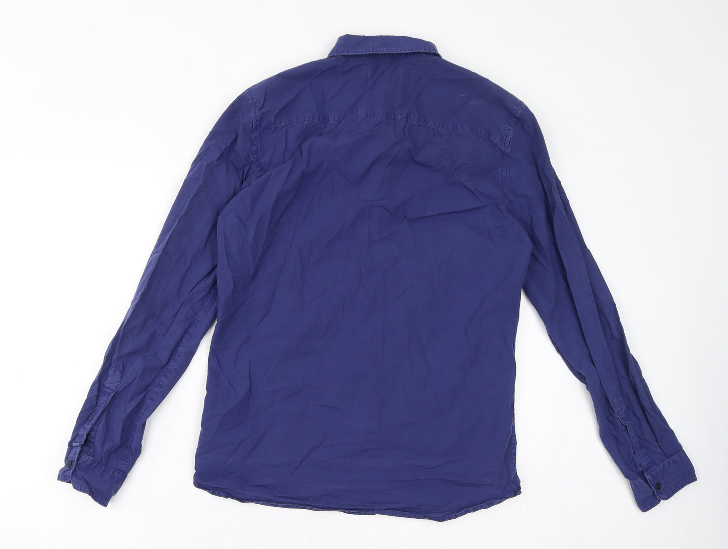 French Connection Womens Blue Cotton Basic Button-Up Size S Collared