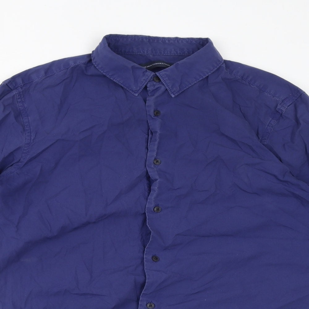 French Connection Womens Blue Cotton Basic Button-Up Size S Collared