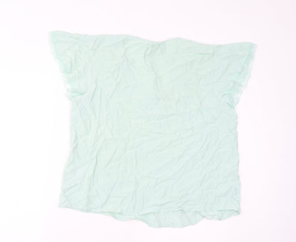 Marks and Spencer Womens Green Viscose Basic Blouse Size 14 V-Neck - Lace