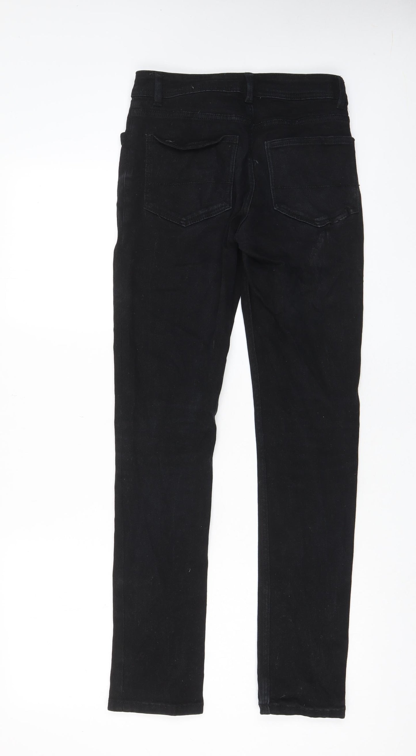 Denim & Co. Mens Black Cotton Straight Jeans Size 28 in L32 in Slim Zip - Pockets