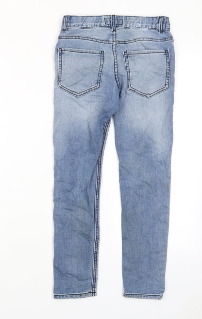 NEXT Boys Blue Cotton Skinny Jeans Size 9 Months L22 in Regular Zip - Pockets, Adjustable waist