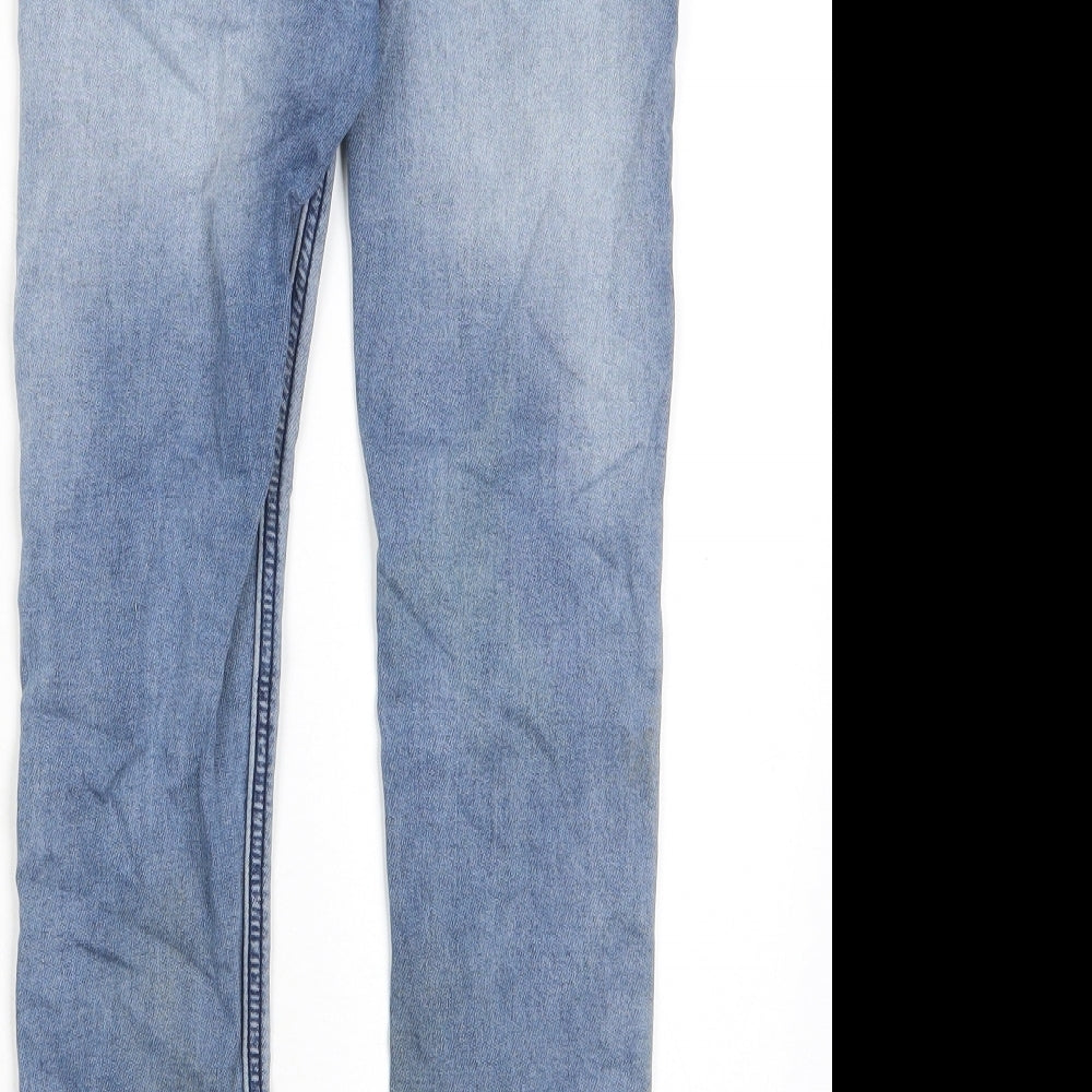 NEXT Boys Blue Cotton Skinny Jeans Size 9 Months L22 in Regular Zip - Pockets, Adjustable waist