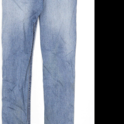 NEXT Boys Blue Cotton Skinny Jeans Size 9 Months L22 in Regular Zip - Pockets, Adjustable waist