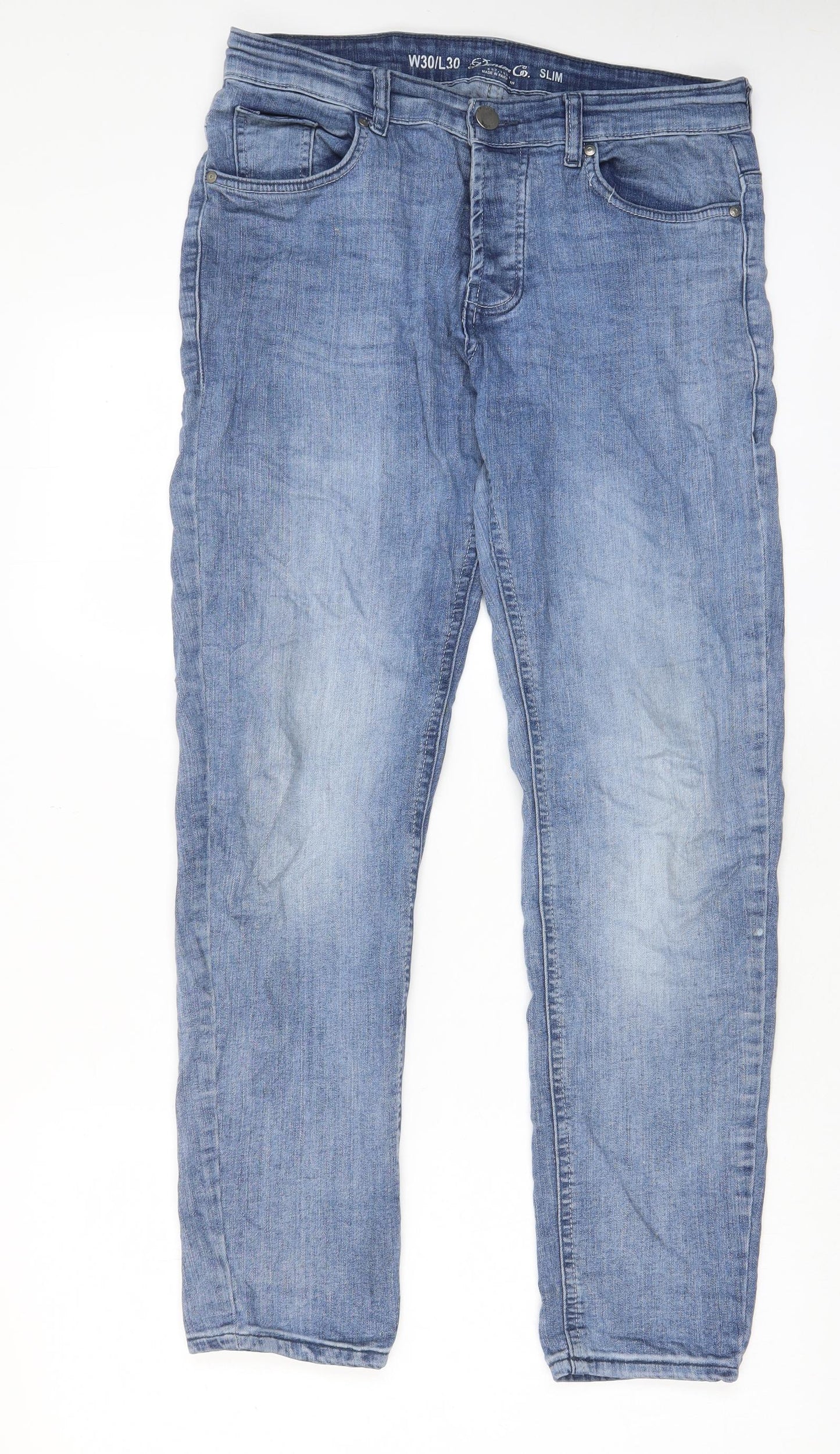Denim & Co. Mens Blue Cotton Straight Jeans Size 30 in L32 in Slim Button - Pockets