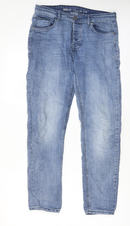 Denim & Co. Mens Blue Cotton Straight Jeans Size 30 in L32 in Slim Button - Pockets