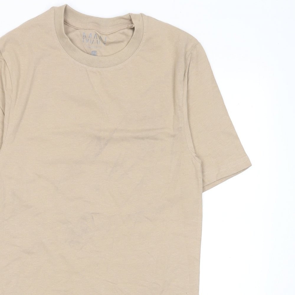 Mens UK Size S Boohoo Beige  T-Shirt
