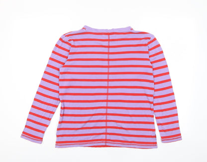 Autograph Womens Purple Striped Lyocell Basic T-Shirt Size 8 Crew Neck
