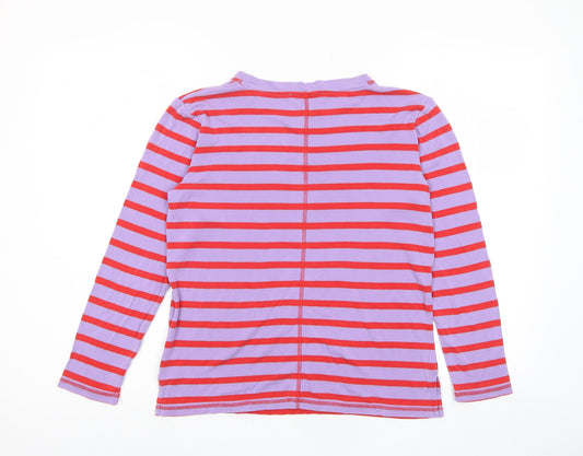 Autograph Womens Purple Striped Lyocell Basic T-Shirt Size 8 Crew Neck