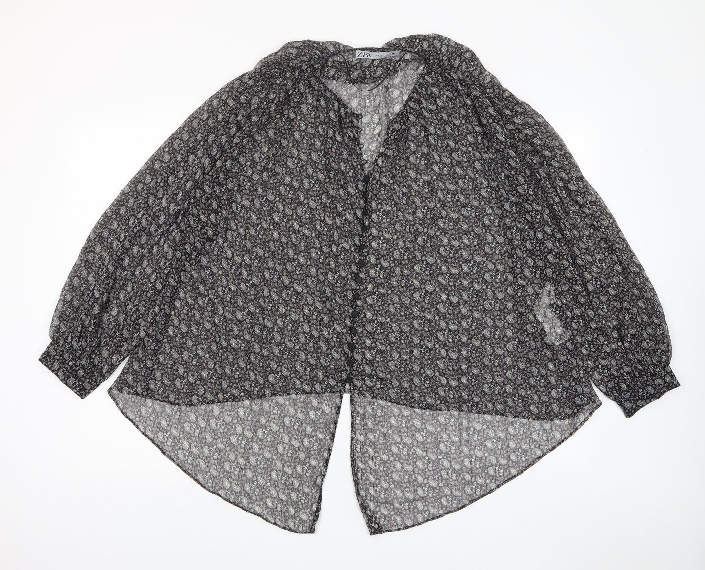 Womens UK Size S Zara Black Basic Button-Up