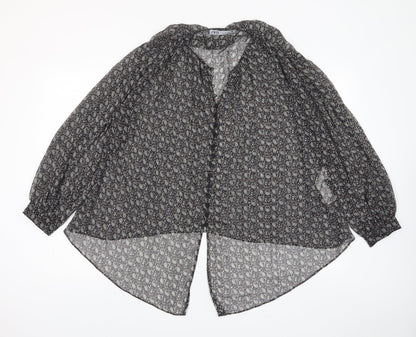 Womens UK Size S Zara Black Basic Button-Up