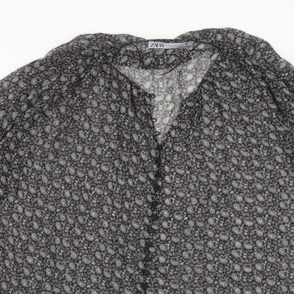 Womens UK Size S Zara Black Basic Button-Up