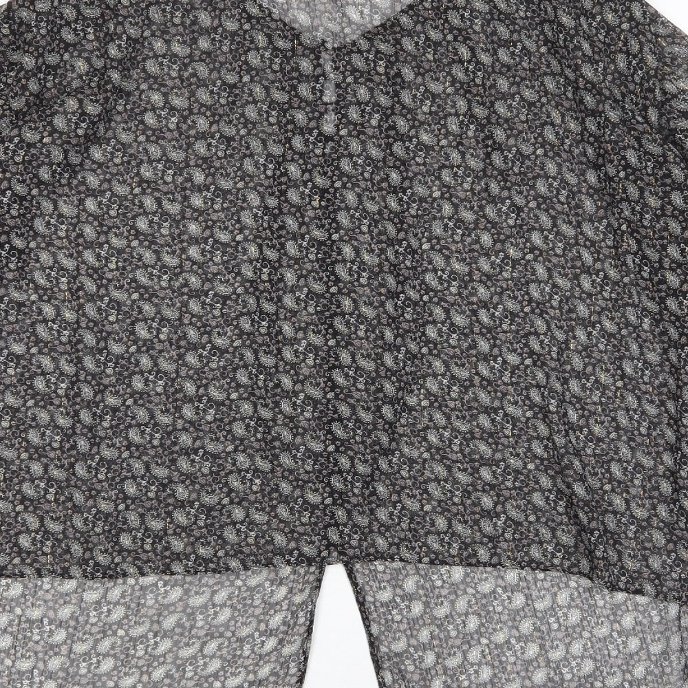 Womens UK Size S Zara Black Basic Button-Up