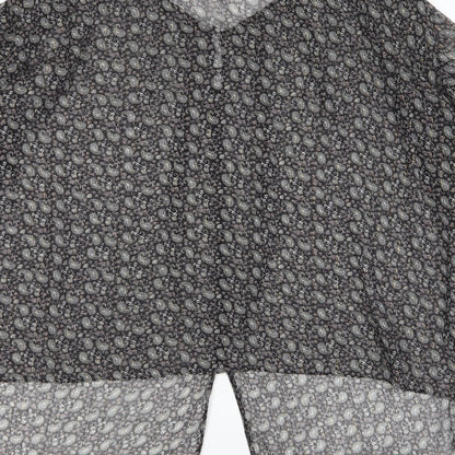 Womens UK Size S Zara Black Basic Button-Up