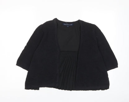 French Connection Womens Black V-Neck Cotton Cardigan Jumper Size S - Pleated, Open