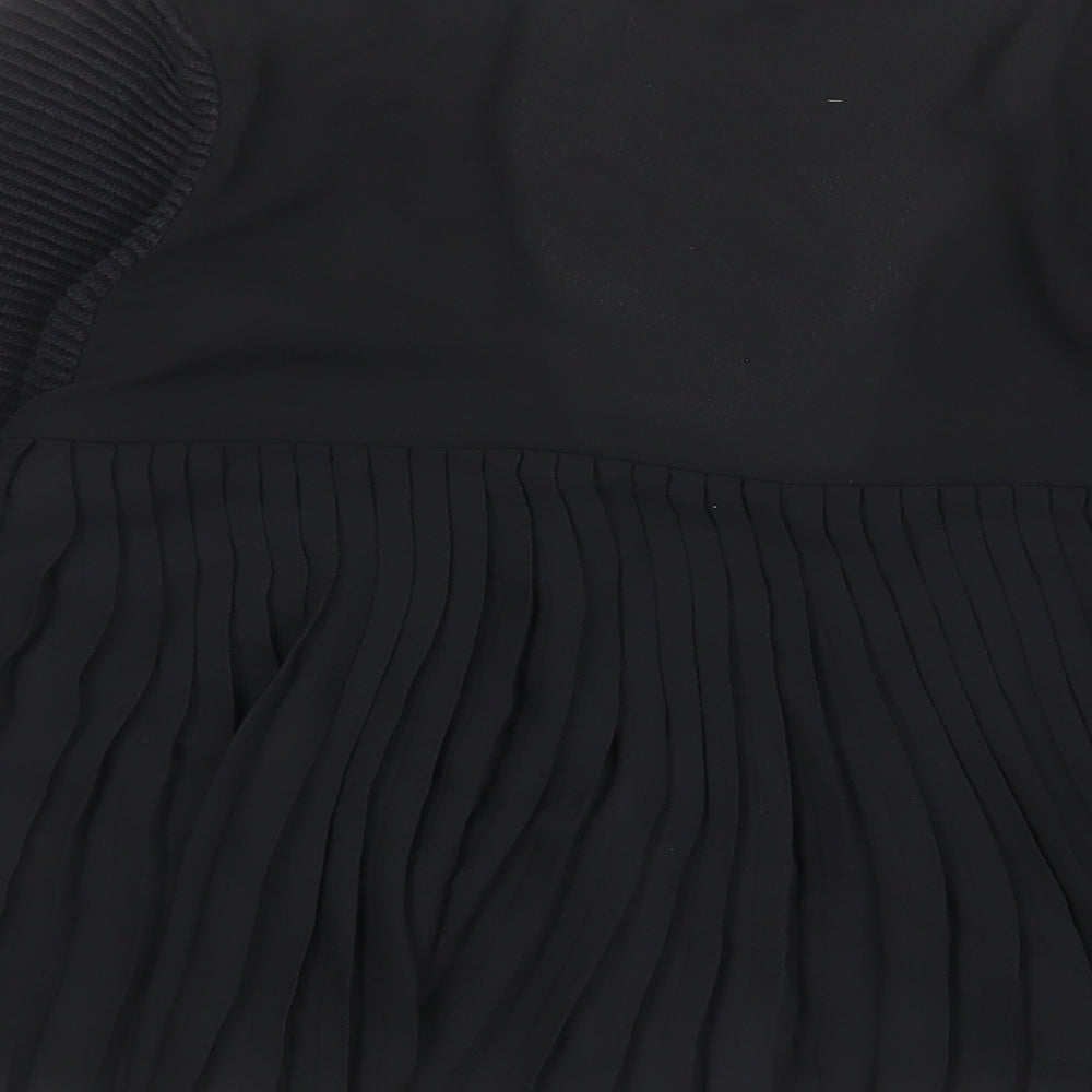 French Connection Womens Black V-Neck Cotton Cardigan Jumper Size S - Pleated, Open