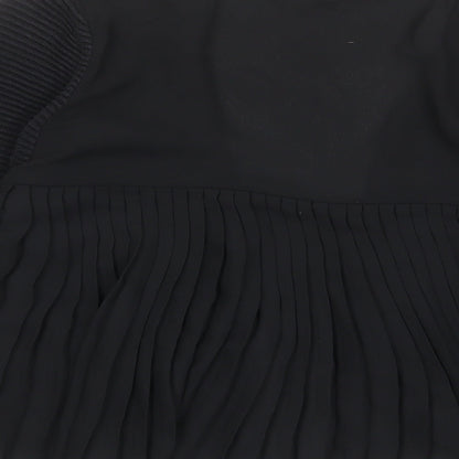 French Connection Womens Black V-Neck Cotton Cardigan Jumper Size S - Pleated, Open