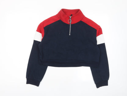 H&M Womens Multicoloured Striped Cotton Pullover Sweatshirt Size S Zip - 1/2 Zip