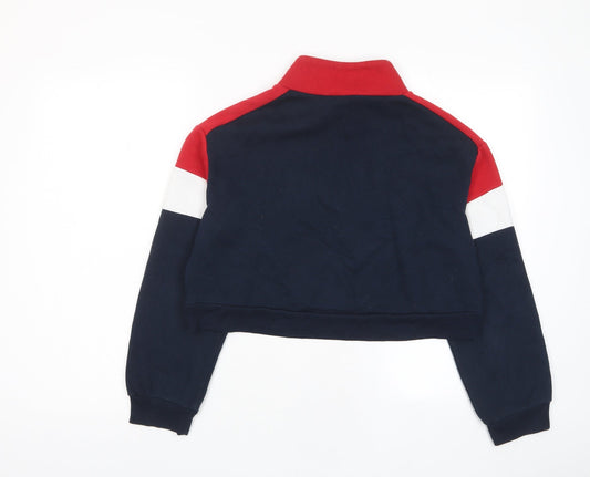 H&M Womens Multicoloured Striped Cotton Pullover Sweatshirt Size S Zip - 1/2 Zip