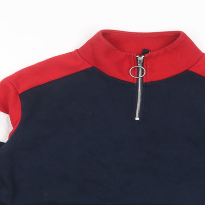 H&M Womens Multicoloured Striped Cotton Pullover Sweatshirt Size S Zip - 1/2 Zip