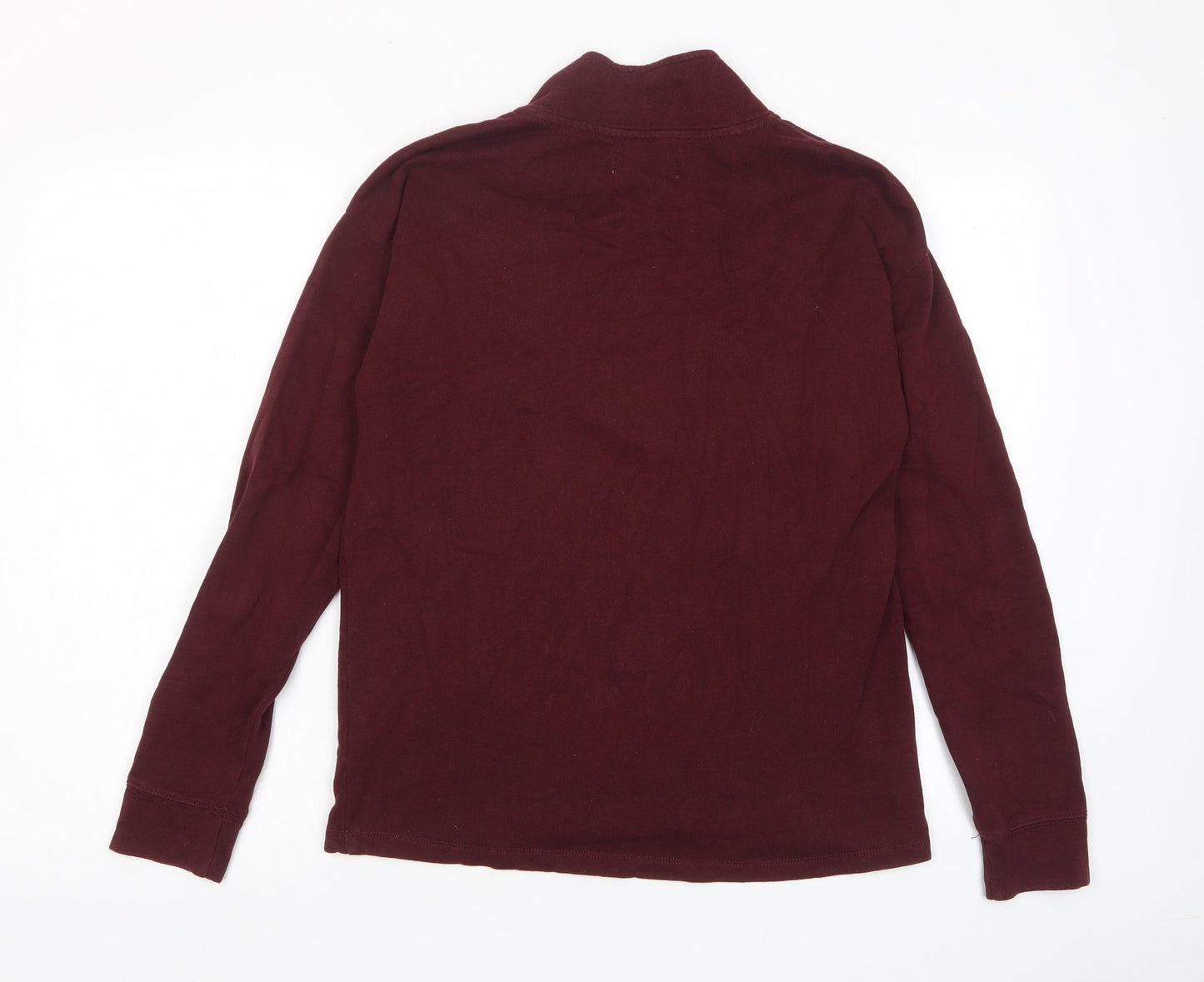 Hollister Womens Red Cotton Pullover Sweatshirt Size S Zip - 1/2 Zip, Logo, Embroided