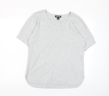Lands' End Womens Grey Crew Neck Cotton Pullover Jumper Size M