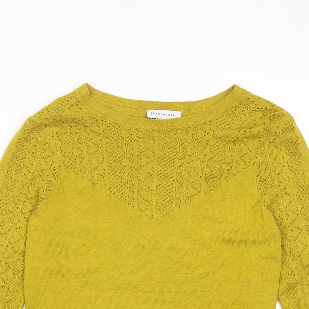 Womens UK Size 10 Warehouse Yellow Pullover Jumper