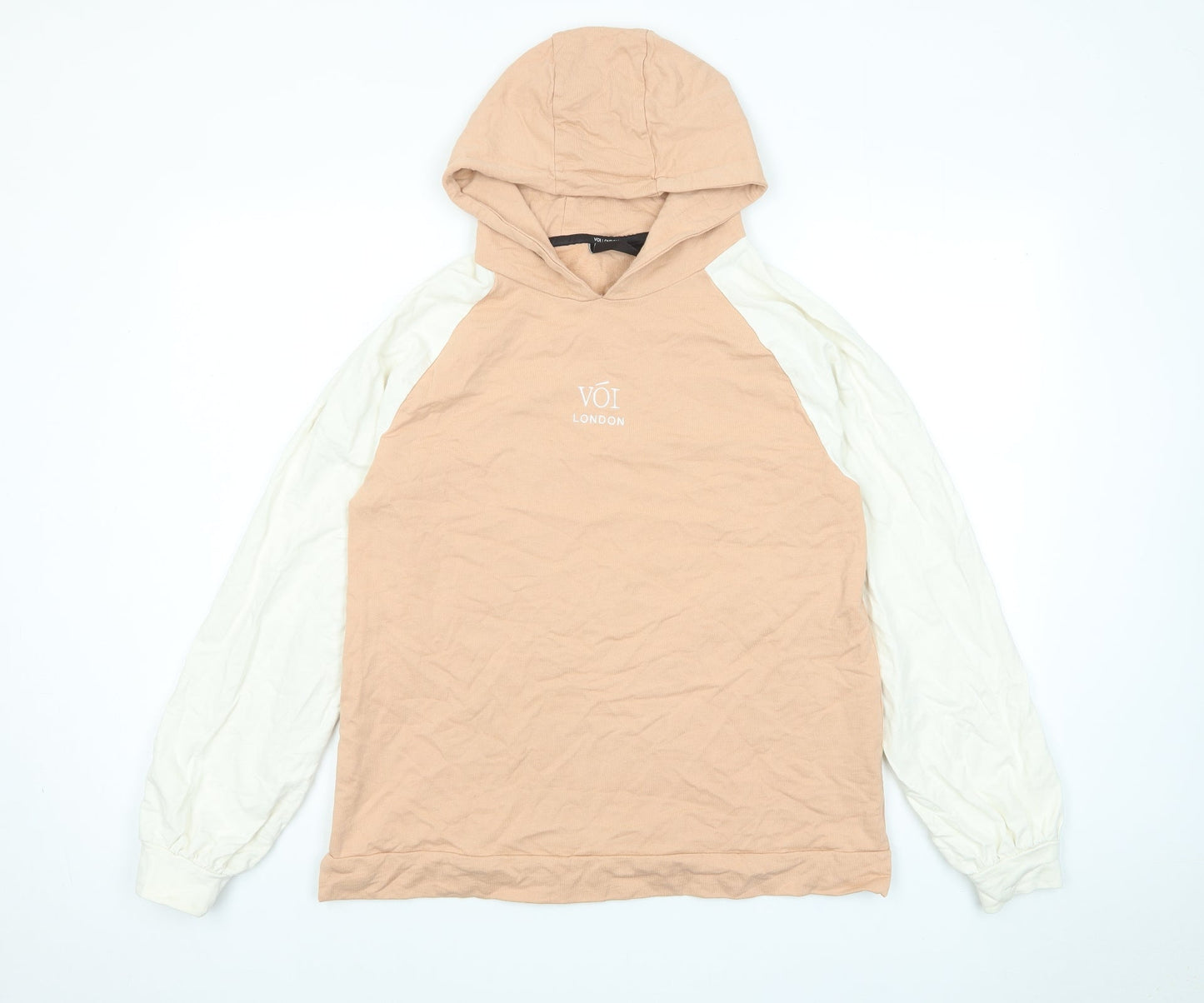 Voi Womens Pink Cotton Pullover Hoodie Size M Pullover - Logo, Embroided