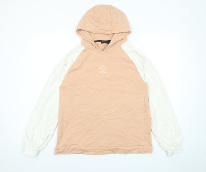 Voi Womens Pink Cotton Pullover Hoodie Size M Pullover - Logo, Embroided