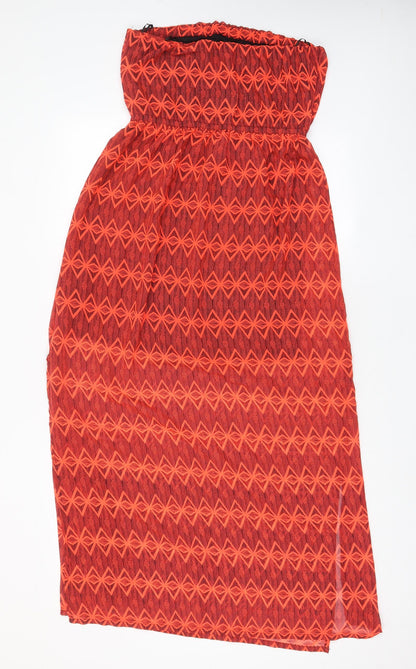 Jennyfer Womens Red Geometric Polyester A-Line Size M Off the Shoulder Pullover - Side slits