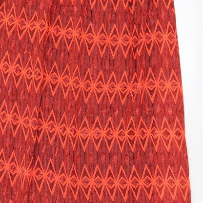 Jennyfer Womens Red Geometric Polyester A-Line Size M Off the Shoulder Pullover - Side slits