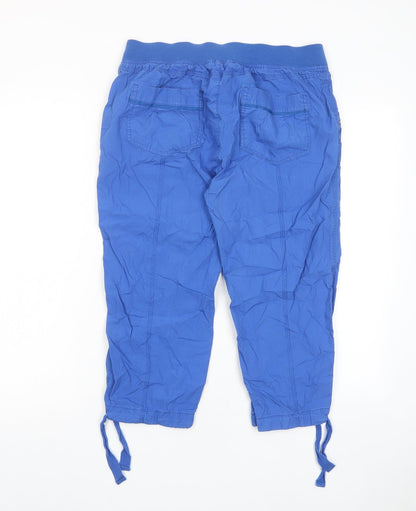 Fragile Womens Blue Cotton Cropped Trousers Size 30 in L20 in Regular Zip - Pockets