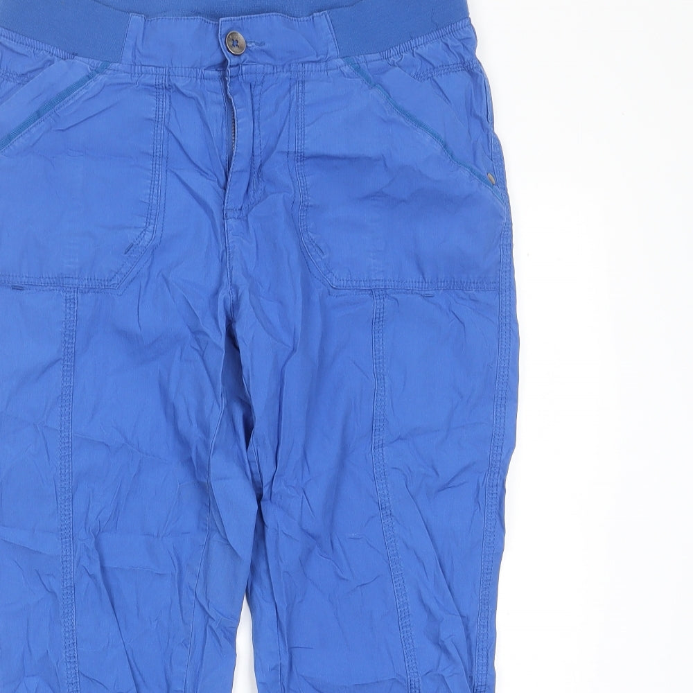Fragile Womens Blue Cotton Cropped Trousers Size 30 in L20 in Regular Zip - Pockets